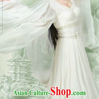 White Ancient Chinese Female Fairy Clothes Costumes Clothing and Hair Accessories Complete Set for Women