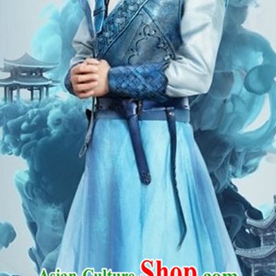 Ancient Chinese Royal Highess Imperial Prince Clothes Costumes Clothing and Hair Accessories Complete Set for Men