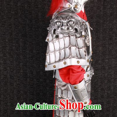 China Ancient General Hero Body Armor Costumes and Tiger Helmet Complete Set for Men or Boys