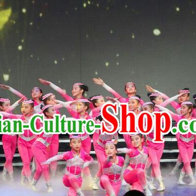 Traditional Chinese Yangge, Children Fan Dancing Wholesale Costume, Folk Dance Yangko Costume Dancewear for Kids