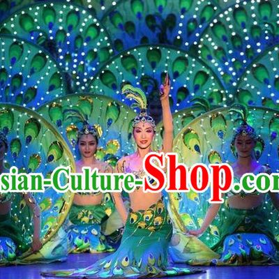 Traditional Chinese Yangge, Fan Dancing Wholesale Costume, Folk Dance Yangko Costume Peacock Dancewear for Women