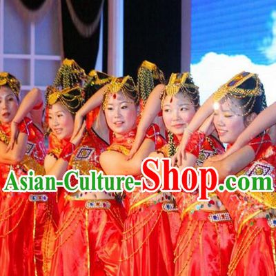 Traditional Chinese Yangge, Fan Dancing Wholesale Costume, Folk Dance Yangko Costume, Traditional Chinese Tibetan Nationality Dancewear for Women