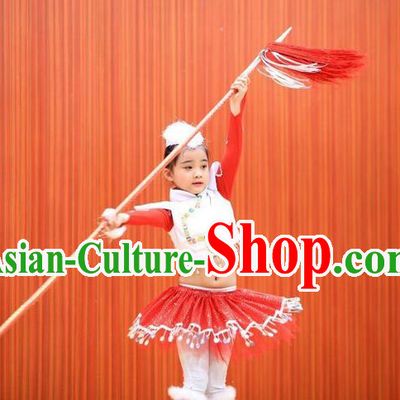 Traditional Chinese Yangge, Children Kindergarten Fan Dancing Wholesale Costume, Folk Dance Yangko Costume, Traditional Chinese Mongolian Nationality Dancewear for Kids