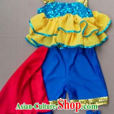 Traditional Chinese Yangge, Children Kindergarten Fan Dancing Wholesale Costume, Folk Dance Yangko Costume, Traditional Chinese Dancewear for Kids