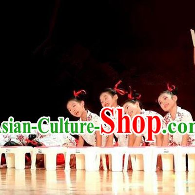 Traditional Chinese Yangge, Children Kindergarten Fan Dancing Wholesale Costume, Folk Dance Yangko Costume, Traditional Chinese Dancewear for Kids