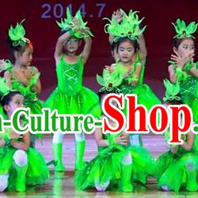 Traditional Chinese Yangge, Children Kindergarten Fan Dancing Wholesale Costume, Folk Dance Yangko Costume, Traditional Chinese Dancewear for Kids