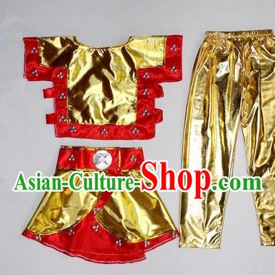 Traditional Chinese Yangge, Children Kindergarten Fan Dancing Wholesale Monkey Son Wukong Costume, Folk Dance Yangko Costume, Traditional Chinese Son Goku Dancewear for Kids
