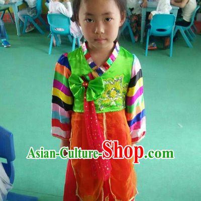 Traditional Chinese Yangge, Children Fan Dancing Wholesale Costume, Folk Dance Yangko Costume, Traditional Chinese Koreans Nationality Dancewear for Women
