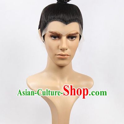 Chinese Ancient Swordsman Long Wig Set, Traditional Chinese Wig for Men