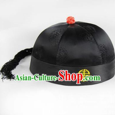 Chinese Ancient Swordsman Long Wig Set, Traditional Chinese Qing Dynasty Hats Wig Hoods for Men