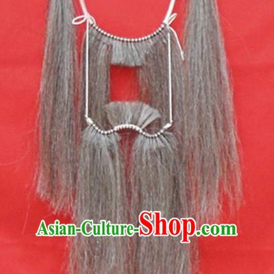 Chinese Ancient Opera Old Men Long Wig Beard, Traditional Chinese Beijing Opera Props Mustache