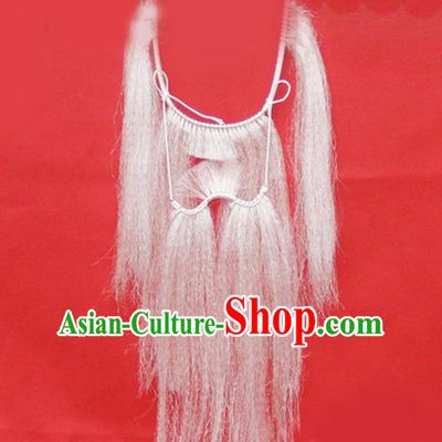 Chinese Ancient Opera Old Men Long Wig Beard, Traditional Chinese Beijing Opera Props Mustache