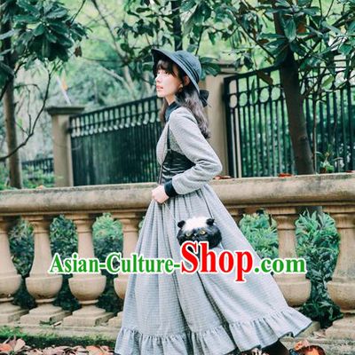 Traditional Classic Women Clothing, Traditional Classic Woolen Long Skirt, British Restoring Ancient Wool One-piece Dress for Women