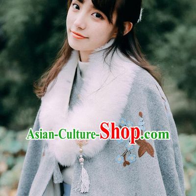 Traditional Classic Women Clothing, Traditional Chinese Classic Hanfu Fur Collar Shawl for Women