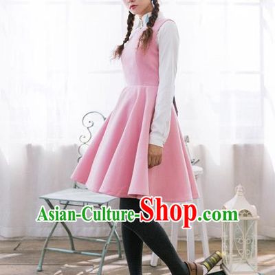 Traditional Classic Women Clothing, Traditional Classic Woolen One-piece Dress, British Restoring Ancient Vest Wool Long Skirt Complete Set for Women