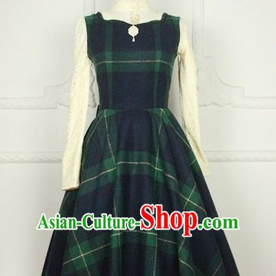 Traditional Classic Women Clothing, Traditional Classic Woolen One-piece Dress, British Restoring Ancient Vest Wool Long Skirt for Women
