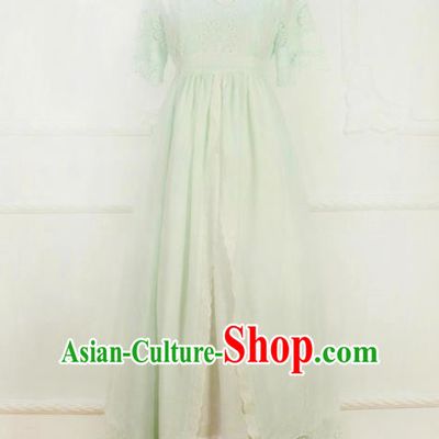 Traditional Classic Elegant Women Costume One-Piece Dress, Restoring Ancient Princess Cotton Embroidered Long Dress for Women