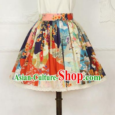 Traditional Japanese Restoring Ancient Kimono Costume Haori Short Skirt, China Kimono Modified Short Bust Skirt for Women