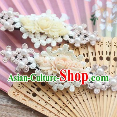 Traditional Classic Chinese Restoring Ancient Hair Jewelry Accessories Hair Claws, Elegant Lace Embroidery Flower Hairpin for Women