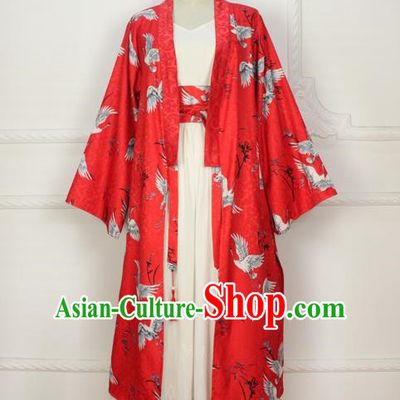 Traditional Japanese Restoring Ancient Kimono Costume Haori Smock, China Hanfu BeiZi Modified Long Cardigan for Women
