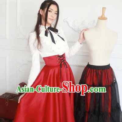 Traditional Classic Elegant Women Costume Fishbone Bust Skirt, Restoring Ancient Princess Drawnstring Gothic Giant Swing Skirt for Women
