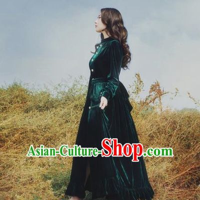Traditional Classic Elegant Women Costume Palace Velvet One-Piece Dress, Restoring Ancient Princess Royal Long Dress for Women