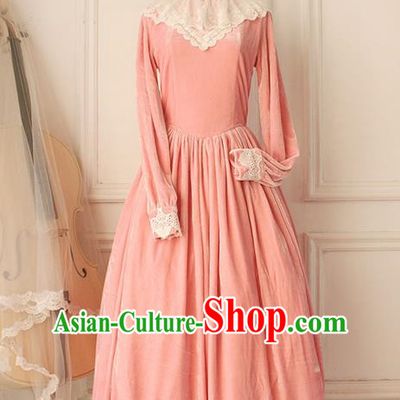 Traditional Classic Elegant Women Costume Palace Velvet One-Piece Dress, Restoring Ancient Princess Royal Pleuche Long Dress for Women