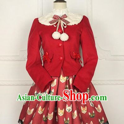 Traditional Classic Elegant Women Costume Woolen Bust Skirt, Restoring Ancient Princess Wool Giant Swing Bubble Skirt for Women