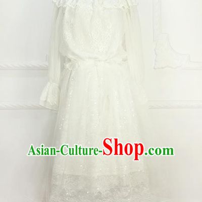 Traditional Classic Elegant Women Costume Bust Skirt, Restoring Ancient Princess Embroidery Lace Organza Giant Swing Skirt for Women