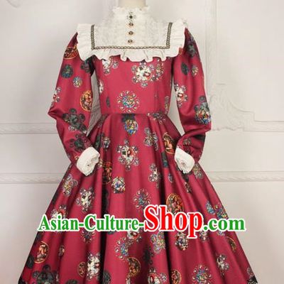 Traditional Classic Elegant Women Costume One-Piece Dress, British Restoring Ancient Princess Gothic Dress for Women