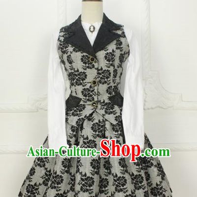 Traditional Classic Elegant Women Woolen Costume Complete Set, British Restoring Ancient Princess Wool Vest and Skirt Outfit for Women