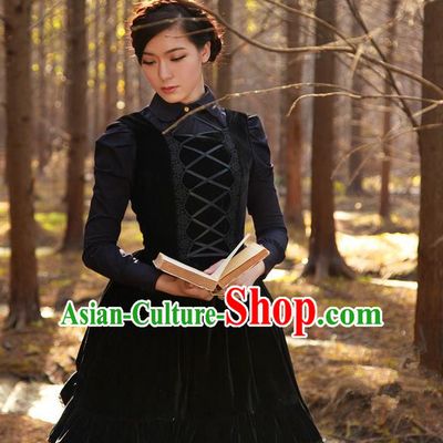 Traditional Classic Elegant Women Costume Palace Pleuche One-Piece Dress, Restoring Ancient Princess Royal Pleuche Dress for Women