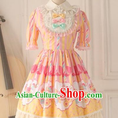 Traditional Classic Elegant Women Costume One-Piece Dress, British Restoring Ancient Princess Sweet Dress for Women