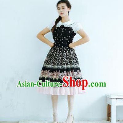 Traditional Classic Elegant Women Costume Chiffon One-Piece Dress, British Restoring Ancient Princess Sweet Georgette Dress for Women