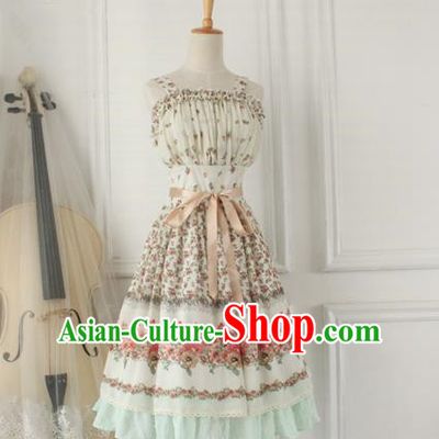 Traditional Classic Elegant Women Costume Chiffon One-Piece Dress, British Restoring Ancient Princess Sweet Georgette Dress for Women