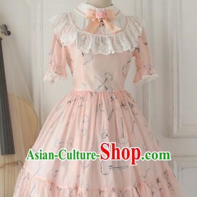 Traditional Classic Elegant Women Costume One-Piece Dress, British Restoring Ancient Princess Sweet Round Collar Dress for Women