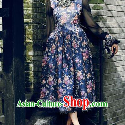 Traditional Classic Elegant Women Costume One-Piece Dress, British Restoring Ancient Princess Gothic Dress for Women