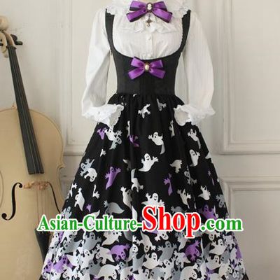 Traditional Classic Elegant Women Costume One-Piece Dress Sundress, British Restoring Ancient Princess Gothic Joe Chest Jumper Skirt for Women