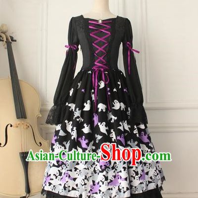 Traditional Classic Elegant Women Costume One-Piece Dress, British Restoring Ancient Princess Gothic Bandage Long Dress for Women