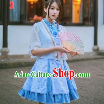 Traditional Classic Chinese Elegant Women Costume One-Piece Sakura Dress, Restoring Ancient Princess Stand Collar Dress for Women