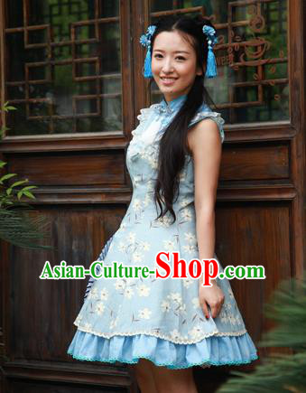 Traditional Classic Chinese Elegant Women Costume Ink Painting One-Piece Dress