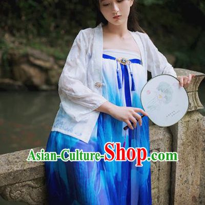 Traditional Classic Chinese Elegant Women Costume Hanfu Smock, Restoring Ancient Han Dynasty Shadow Short Cardigan for Women