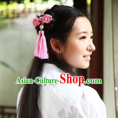 Traditional Classic Chinese Ancient Hair Accessories Hairpin, Elegant Hanfu Plate Buttons Tassels Hair Claw for Women