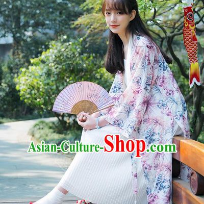 Traditional Japanese Restoring Ancient Kimono Costume Haori Smock, China Kimono Modified Double Side Long Cardigan for Women