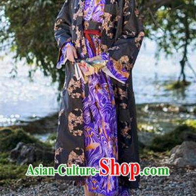 Traditional Japanese Restoring Ancient Kimono Costume Haori Smock, China Kimono Modified Coat Long Cardigan for Women