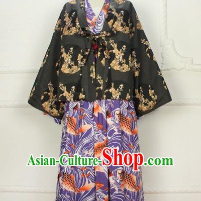 Traditional Japanese Restoring Ancient Kimono Costume Haori Smock, China Kimono Modified Coat Short Cardigan for Women