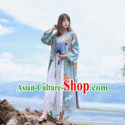Traditional Japanese Restoring Ancient Kimono Costume Haori Smock, China Kimono Modified Coat Long Cardigan for Women