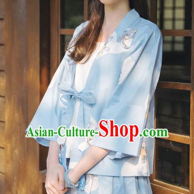 Traditional Japanese Restoring Ancient Kimono Costume Haori Smock, China Kimono Modified Coat Short Cardigan for Women