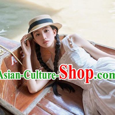 Traditional Classic Elegant Women Costume Cotton One-Piece Dress, Restoring Ancient Embroidered Pierced Dress for Women