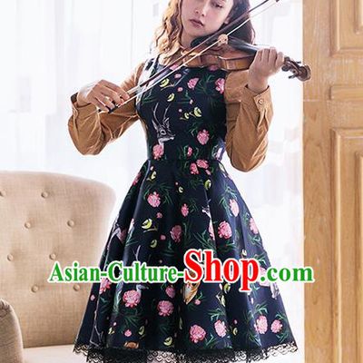 Traditional Classic Elegant Women Costume Satin One-Piece Dress, Restoring Ancient Princess Wool Giant Swing Bubble Skirt for Women